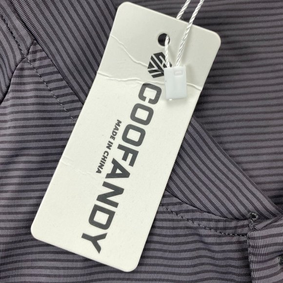 COOFANDY Polo Shirt Men Extra Large XL Gray Striped Polyamide New w Tag Wrinkled - Picture 3 of 10
